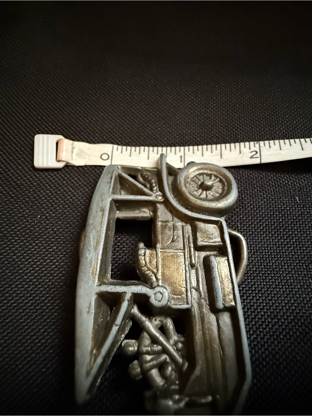 Vintage 1910 Model T Car Style Metal Belt Buckle in Antique Silver Tone